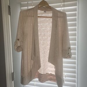 Motherhood Light Beige Open-Front Draped Cardigan. Womens Large